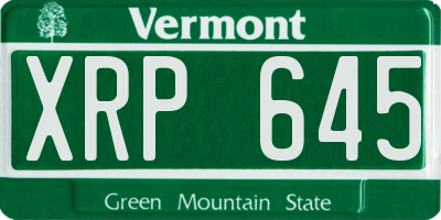 VT license plate XRP645