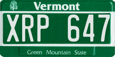 VT license plate XRP647