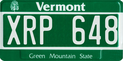 VT license plate XRP648
