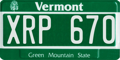 VT license plate XRP670