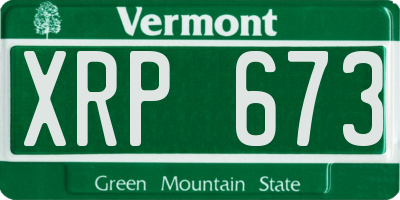 VT license plate XRP673