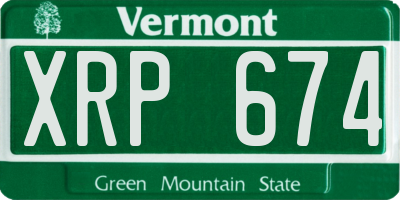 VT license plate XRP674