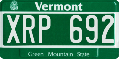 VT license plate XRP692