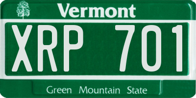 VT license plate XRP701