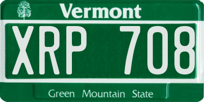 VT license plate XRP708