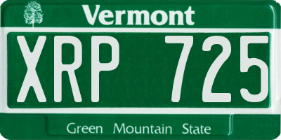 VT license plate XRP725