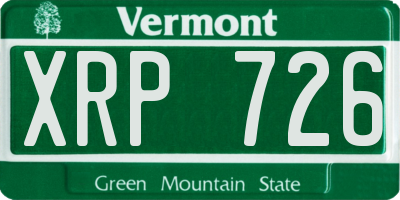 VT license plate XRP726
