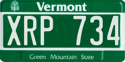 VT license plate XRP734