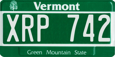 VT license plate XRP742