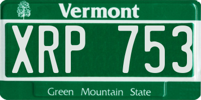 VT license plate XRP753