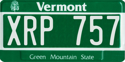VT license plate XRP757