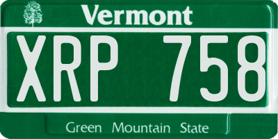 VT license plate XRP758