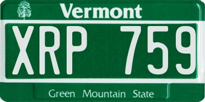 VT license plate XRP759