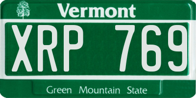 VT license plate XRP769