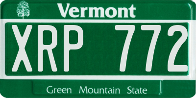 VT license plate XRP772