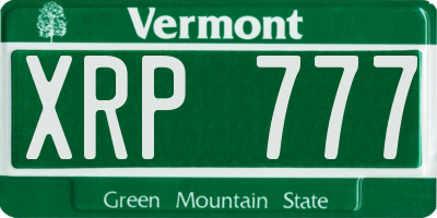 VT license plate XRP777