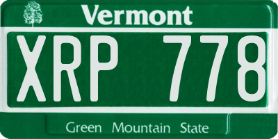 VT license plate XRP778
