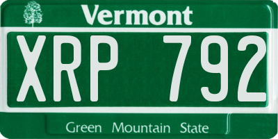 VT license plate XRP792
