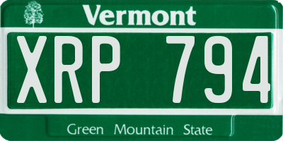 VT license plate XRP794