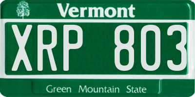 VT license plate XRP803