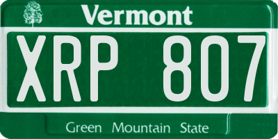 VT license plate XRP807