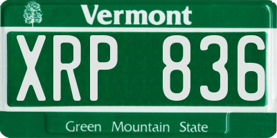VT license plate XRP836