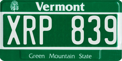 VT license plate XRP839