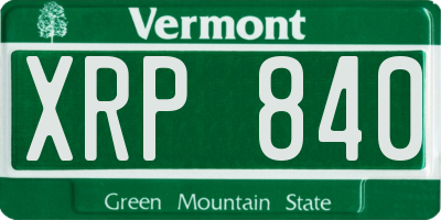 VT license plate XRP840