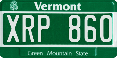 VT license plate XRP860