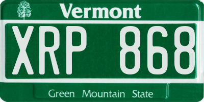 VT license plate XRP868