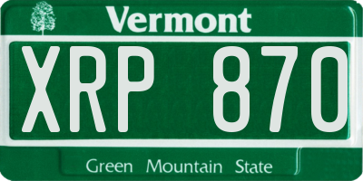 VT license plate XRP870