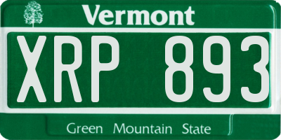 VT license plate XRP893