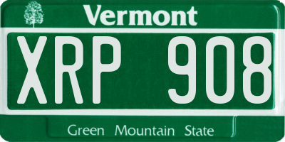 VT license plate XRP908