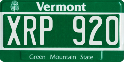 VT license plate XRP920