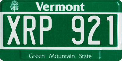 VT license plate XRP921