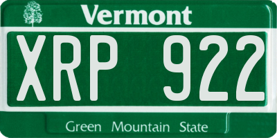 VT license plate XRP922