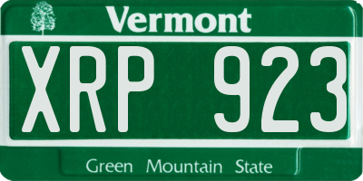 VT license plate XRP923