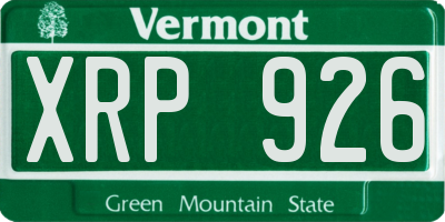 VT license plate XRP926