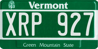VT license plate XRP927