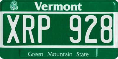 VT license plate XRP928