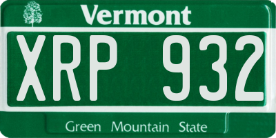 VT license plate XRP932