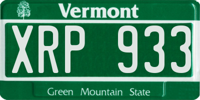 VT license plate XRP933