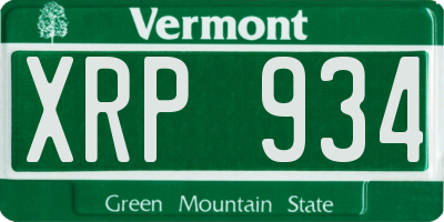 VT license plate XRP934
