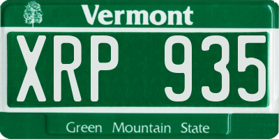 VT license plate XRP935