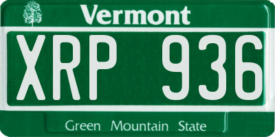 VT license plate XRP936