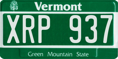 VT license plate XRP937