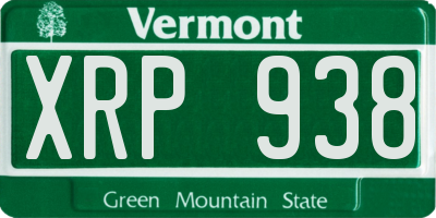 VT license plate XRP938