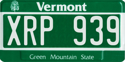 VT license plate XRP939