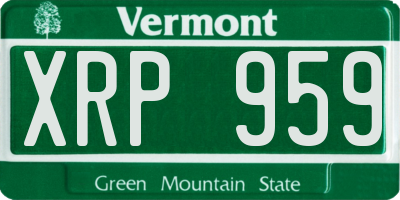 VT license plate XRP959