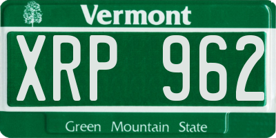 VT license plate XRP962
